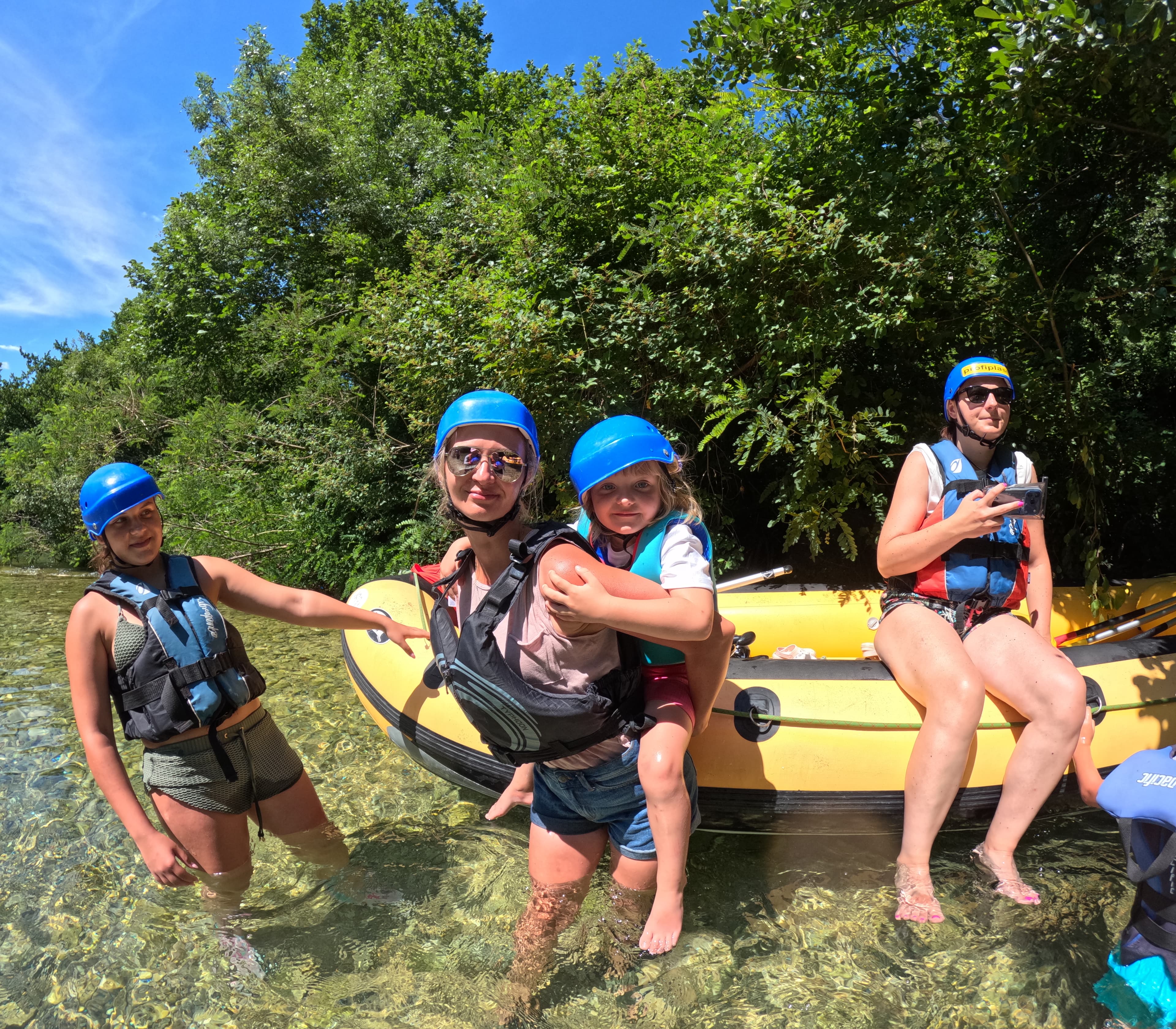 Yellow rafting boat